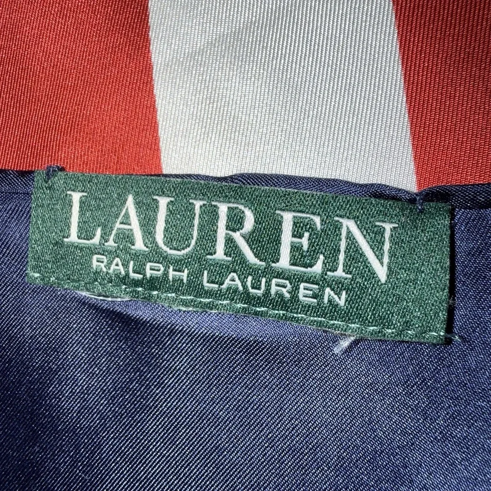 Laure Ralph Lauren Nautical Striped Silk Scarf Red White Blue 36.5